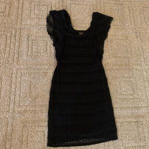 Black mini ruched off the shoulder dress